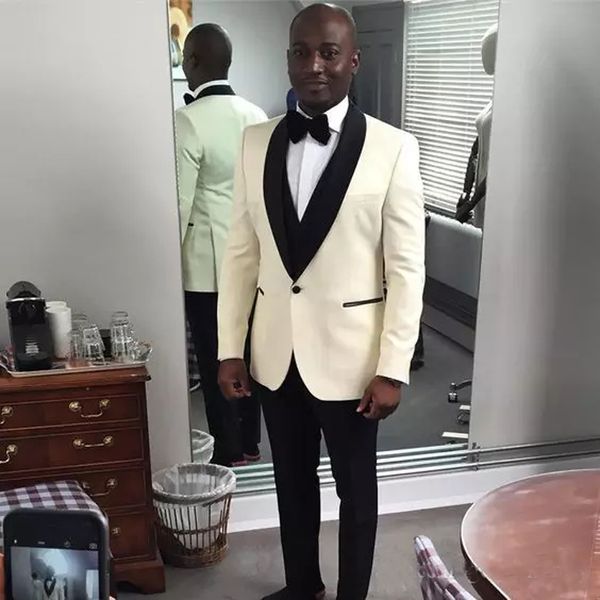 

slim fit ivory men suits wedding groom tuxedos 2 pieces (jacket+pants) bridegroom groomsmen suits man prom blazer, Black;gray