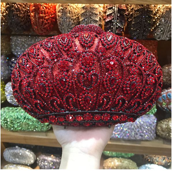 

evening bags women lantern shape ladies red pink clutch mini night purse full crystal party shoulder bag female clutches