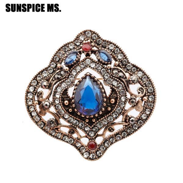

turkey flower resin brooch for women antique gold color bohemia ethnic brooches pin lapel hijab corsage wholesale, Gray