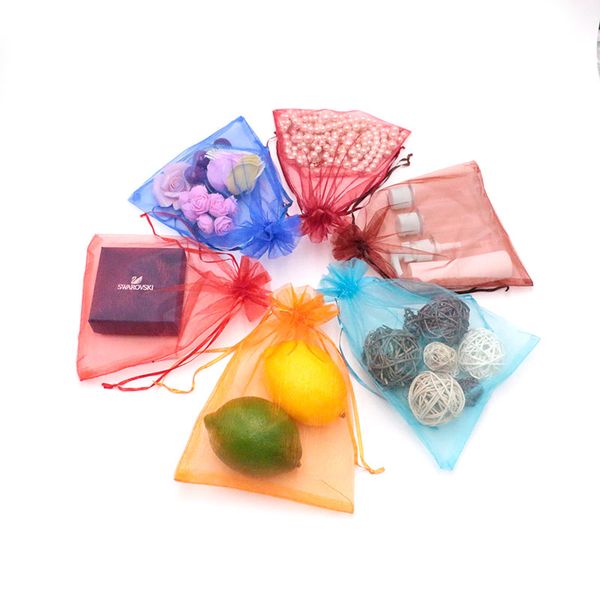 

fashion green blue gift bags jewelry display organza bags fabric packaging necklace display drawstring pouch 17x23cm, Black;white