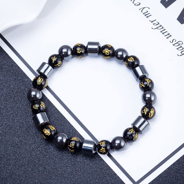 

black cool magnetic bracelet beads hematite stone therapy health care beads bracelet men's jewelry ing