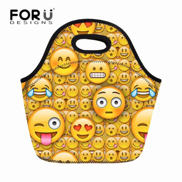 

forudesigns camping bag waterproof lunch bags for women 3d funny emoji printing picnic bag portable thermal insulated handbags