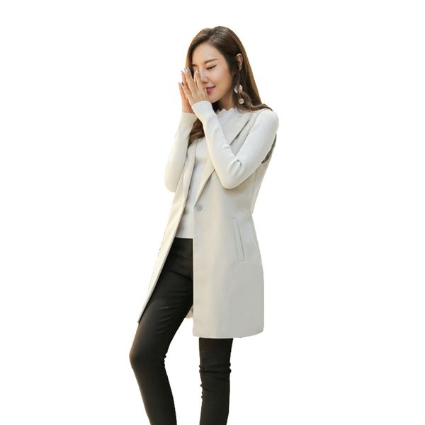 

long section of the spring and autumn korean slim ladies sleeveless vest suit collar fashion simple wild little jacket jq81, Black;white