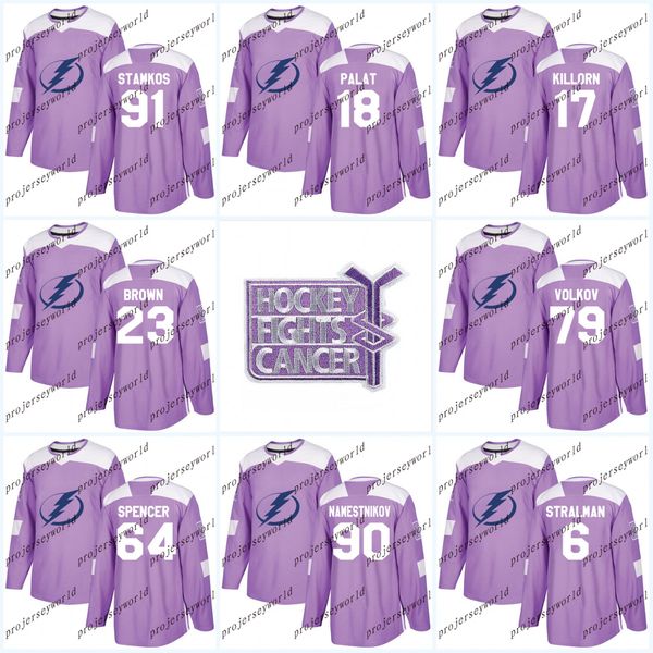 

Womens 91 Steven Stamkos Purple Fights Cancer Practice Tampa Bay Lightning 77 Victor Hedman 86 Nikita Kucherov 30 Ben Bishop Hockey Jerseys