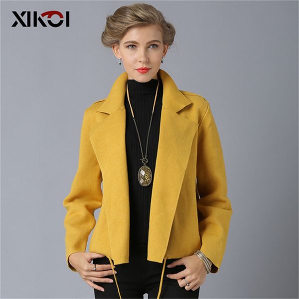 

xikoi size fashion women short sweaters 5 colors autumn lapel loose cardigans coat female knitted cardigan sweaters jackets, White;black