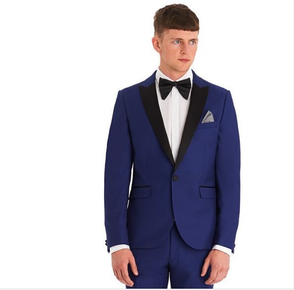 

handsome groomsmen peak lapel groom tuxedos blue men suits wedding/prom man blazer/bridegroom ( jacket+pants+bow tie ) m391, Black;gray