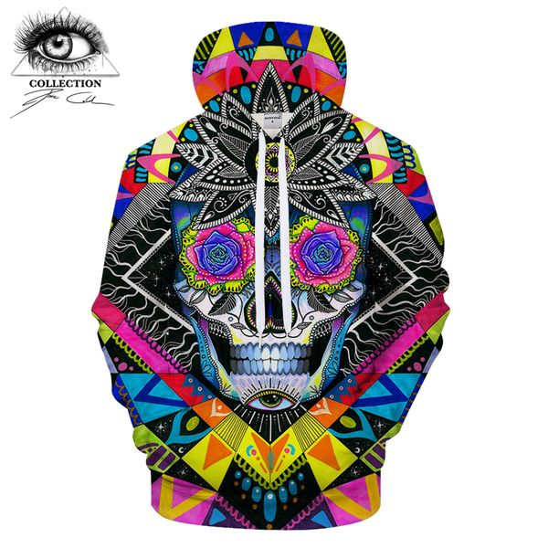 

suger skull by pixie cold arts 3d print hoodies men women anime sweatshirt tracksuit pullover jacket brand coat 2018 drop ship, Black