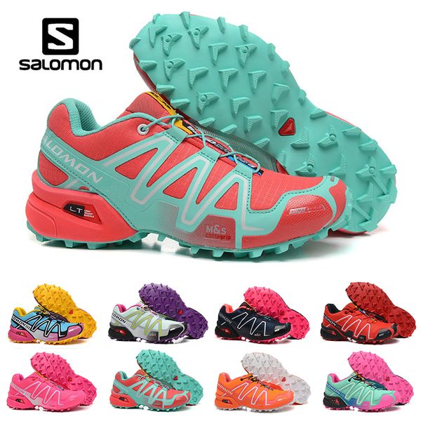

Новый Salomon Speed ​​Cross 3 CS III Бегущие туфли Черный Серебряный красный Розовый синий Ж