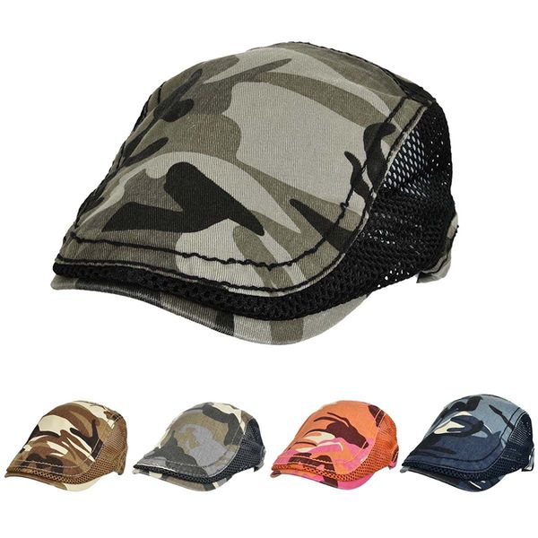 

cotton camouflage hiking beret cap sway cap hats for men and women visors sun hat gorras planas outdoor flat caps, Black;white
