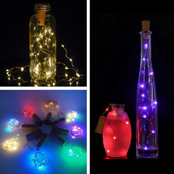 

1m 9 color lamp cork shaped bottle ser light glass wine led copper wire string lights for xmas party wedding halloween 50pcs t1i1026