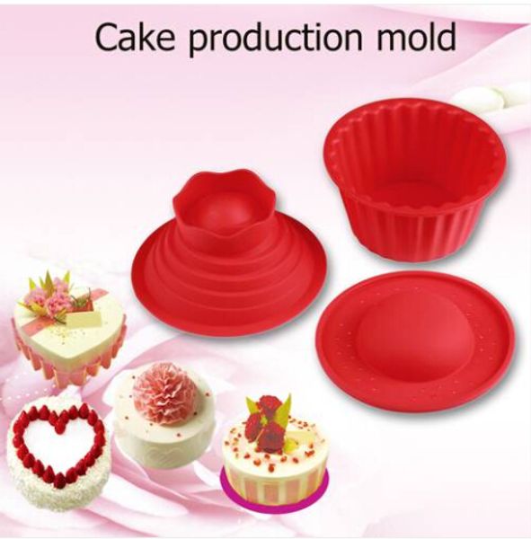 

3 pcs wholesales 2019 red giant big silicone cupcake cake mould cupcake bake baking mold cake tools