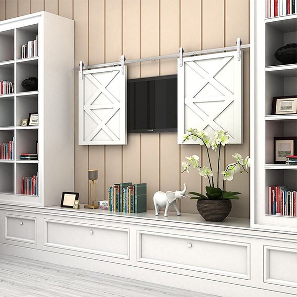 

stainless steel wooden cabinet sliding barn door hardware mini barn door track kit for tv door track system