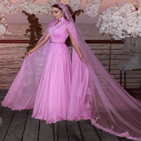 

elegant formal evening dresses with cape high neck lace appliques african prom dress without veil special occasion dress vestidos de fiesta, Black;red