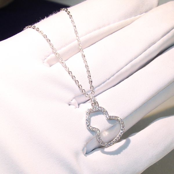 

classical luxury jewelry 925 sterling silver gourd necklace delicate insert drill female pave white sapphire cz diamond chain pendant gift