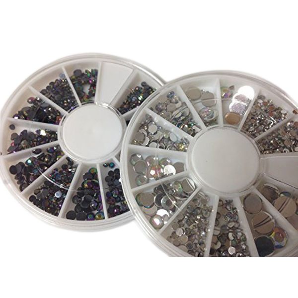 

black+silver 600pcs nail art rhinestones decoration glitter set, Silver;gold