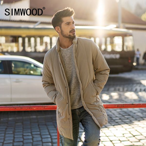 

simwood 2018 winter grey duck down coats men long jackets fashion black warm brand clothes slim fit 180293
