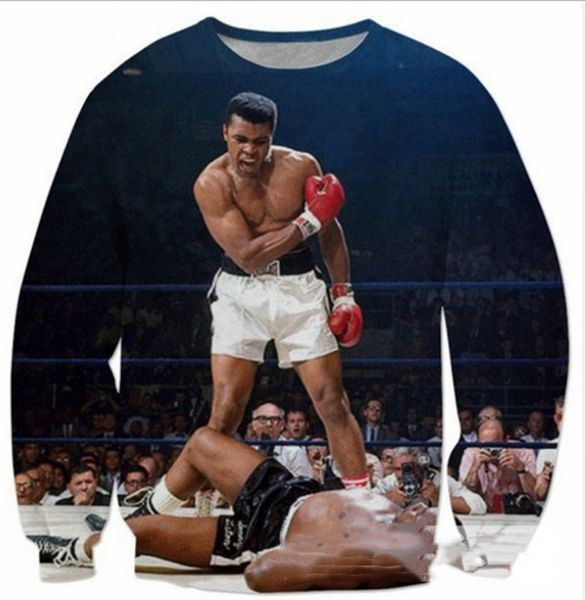 

новые мода женщины / мужчины мухаммад али harauku стиль смешные 3d печатные crewneck толстовки толстовки k160, Black
