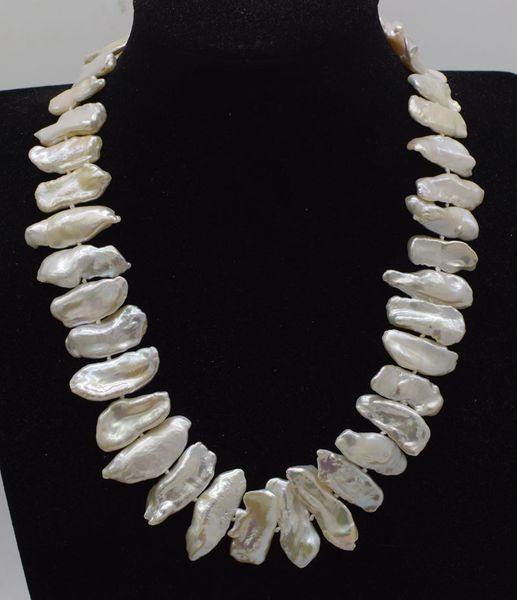 

frershwater pearl white biwa reborn keshi 20-30mm necklace 20inch gift wholesale beads nature woman, Silver