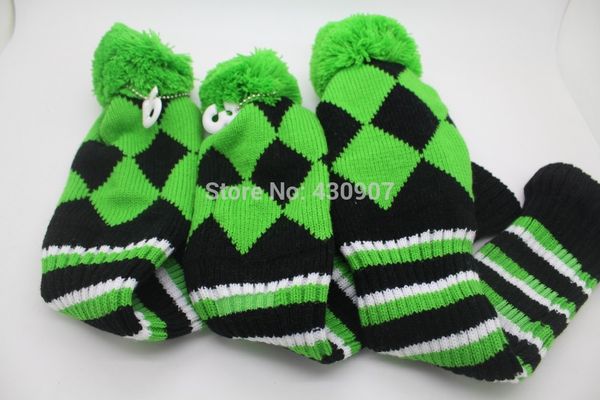 

3pcs/set knit pom pom golf club fw driver head cover covers1#,3#,5# for golf green