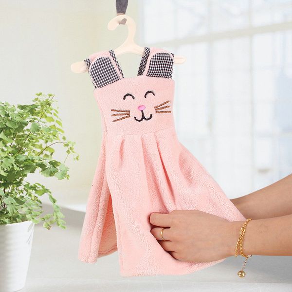 

1pc cute cat dress hand towel for kids chidren microfiber absorbent hand dry towel kitchen bathroom soft plush dishcloths