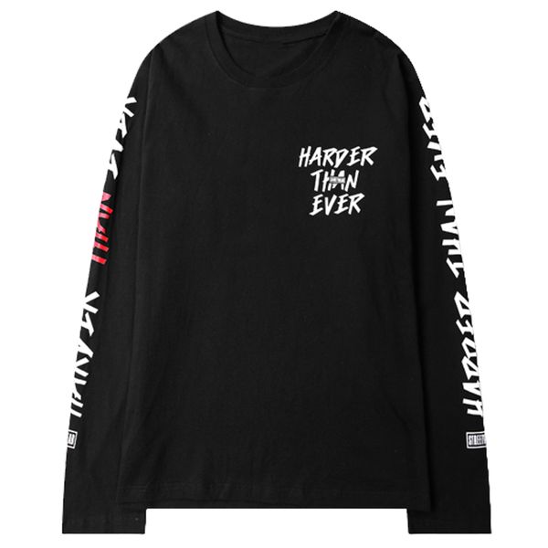

spring autumn long sleeve t shirt men letter printing hip hop t-shirts cotton kanye west t-shirt black casual tee shirt snl715, White;black
