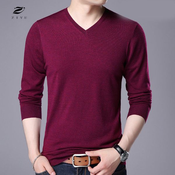

ziyu 2017 fashion design casual sweater men wool warm sweater solid v-neck homme classic simple style soft, White;black