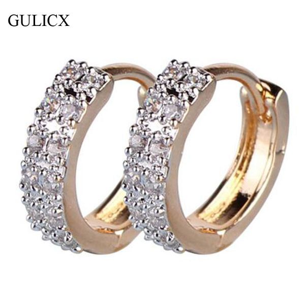 

whole salegulicx 2017 fashion circle earing for women gold-color white cz zircon hoop huggie earrings wedding jewelry e101, Golden;silver