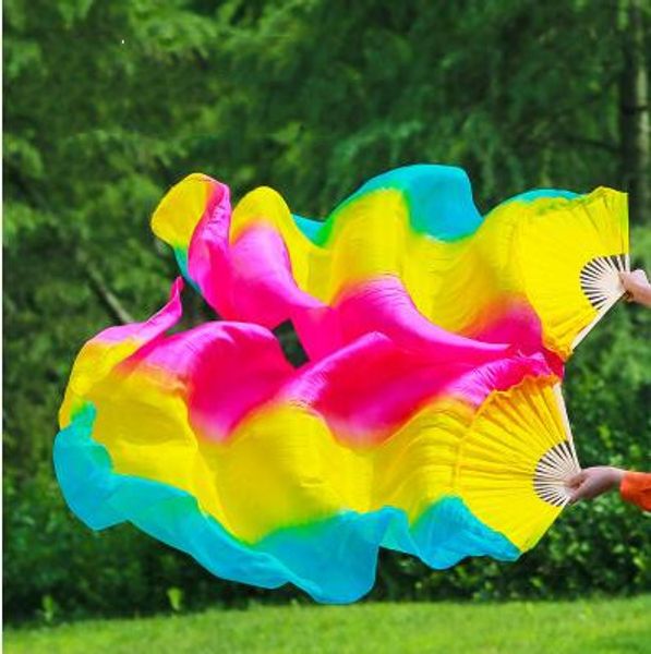 

100% real silk chinese belly dance fan veil hand made vertical fans 3 sizes, Black;red