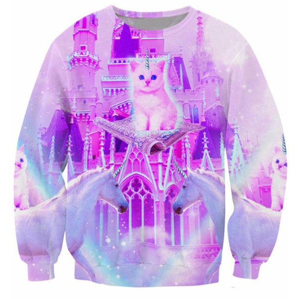 

новые моды для мужчин / женщин galaxy space cat смешные 3d печатных толстовка summe стиль мода повседневная толстовка s-xxxxl b62, Black