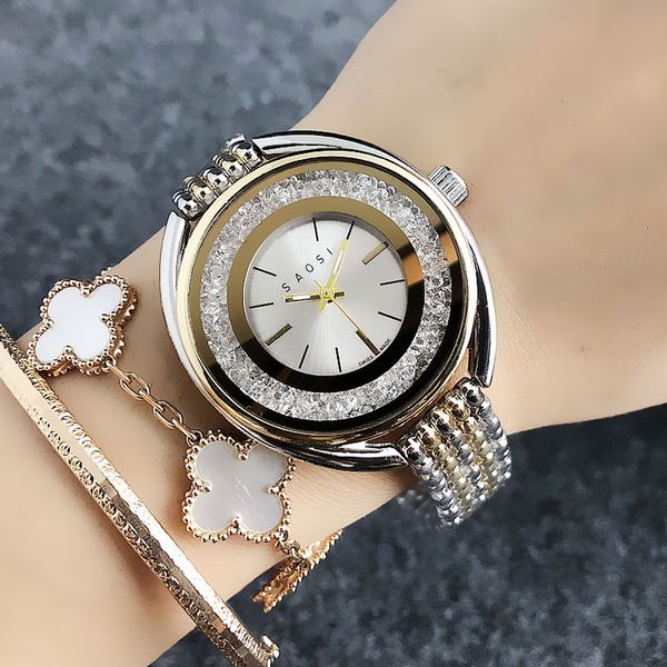 

Fashion swan style Brand Women's Girls crystal dial metal steel band Quartz Watch SW04