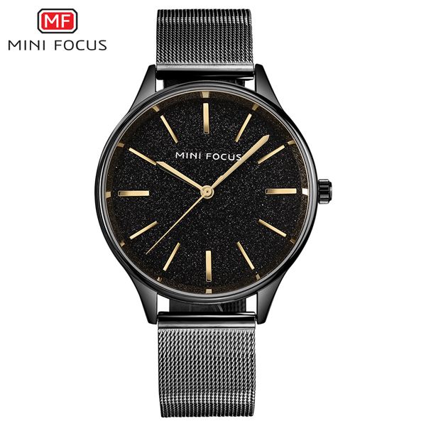 

minifocus fashion women quartz watches casual dress girls wristwatches starry dial mesh stainless steel waterproof ladies watch, Slivery;brown