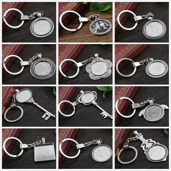 

2pcs 25mm inner size antique silver plated cameo setting base;handmade cameo setting, metal key chains accessor