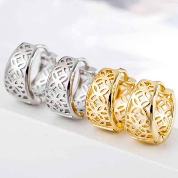 

vintage hoop earrings hollow 18k white/yellow gold filled womens girls huggie earrings accessories festival gift every wear, Golden;silver