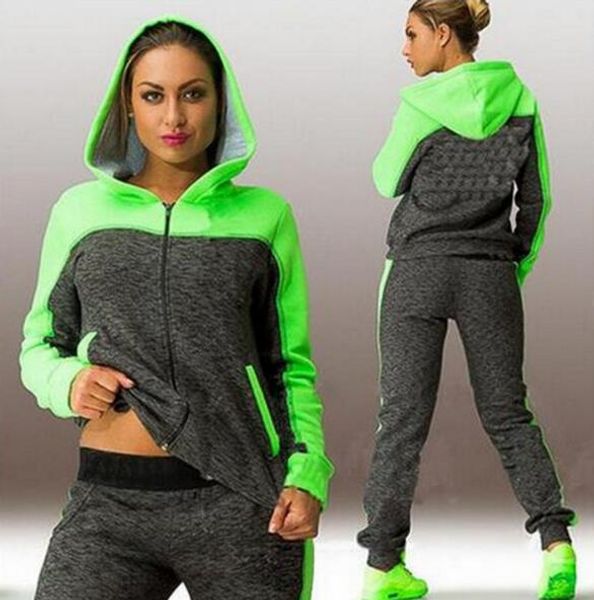 

zipper hoodie casual pants patchwork fashion activewear sports set, Gray