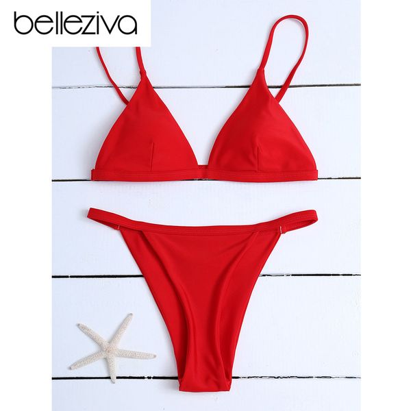 

belleziva bikini set summer low waist swimwear women beach swimsuit bathing suit push up spaghetti strap maillot de bain, White;black