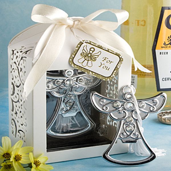 

10pcs/lot classic creative wedding favors party back gifts for guests silver angel beer bottle opener decorations selling, Black