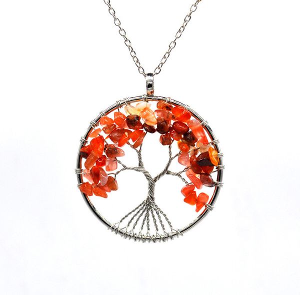 

handmade pendant necklaces fashion tree of life pendant amethyst rose crystal necklace gemstone chakra jewelry acc042, Silver