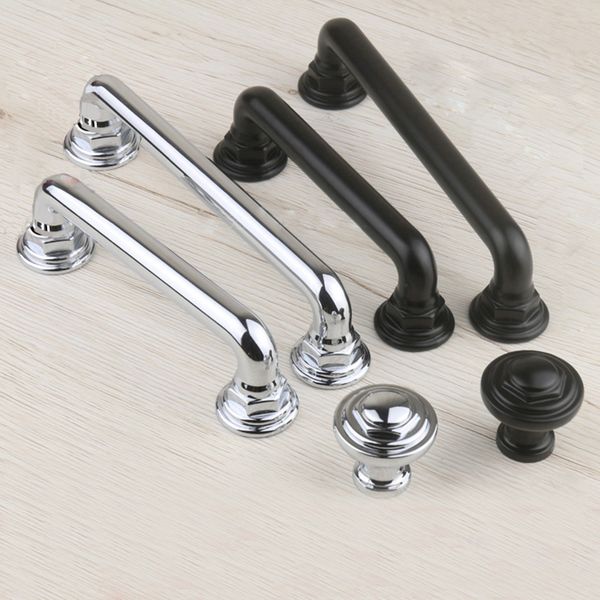 2019 Modern Fashion Handles Silver Black Drawer Cabinet Knob Pulls