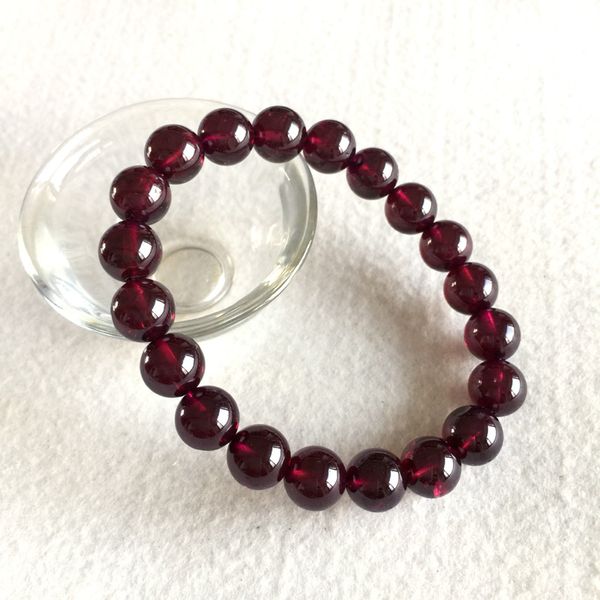 

оптовая высокое качество натуральная натуральная мартиника красный гранат эластичный браслет круглые бусины 9 мм 05155, Black