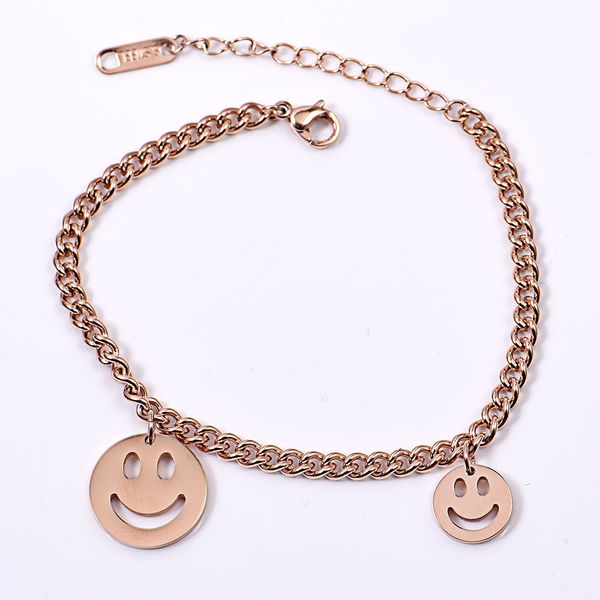 

two small face cute women bracelet gold fashion thick chains titanium steel arrive bangle elegant delicate punk simple bracelet, White