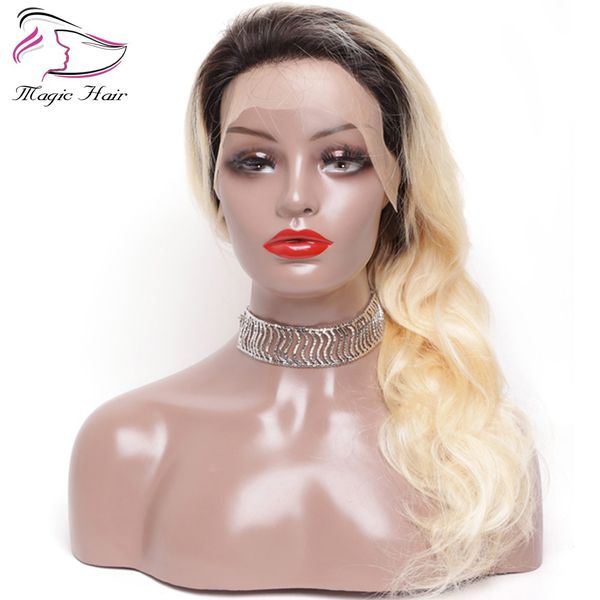 

full lace human hair wigs 1b fading to 613 body wave wigs for black women 8-26inch lace front wigs brazilian virgin hair, Black;brown