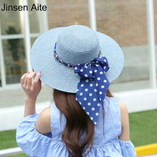 

новая мода соломы складной brimmed летние шляпы для женщин открытый уф-защита большой лук повседневная пляж cap chapeu feminino 3128, Blue;gray