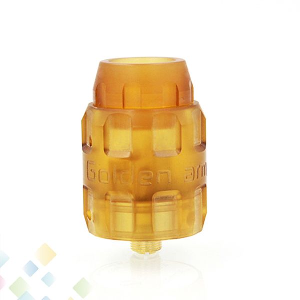 

Golden Armor RDA Serisvape 100% Original 26mm Golden Armor Atomizer With PEI And Stainless Steel Material Fit 510 Mods DHL Free