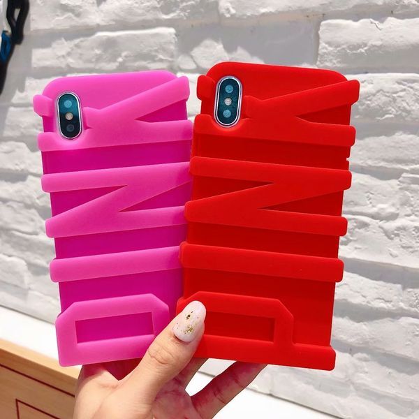 

3D PINK Soft Silicone Case For Iphone X 10 Iphone 8 7 6 6S SE 5 5S Rubber Luxury Fashion Cell Phone Cover Skin Hot Celular Coque Unique