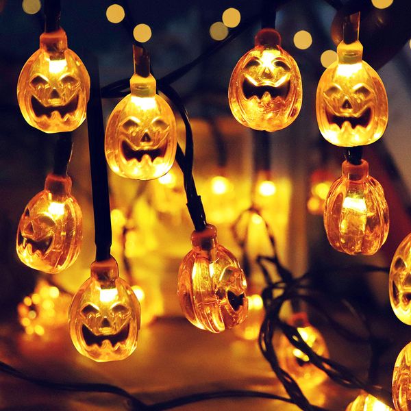 

30 led solar powered string lights led fairy light for party pumpkin grimace halloween garden landscape outdoor decoration