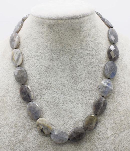 

labradorite flat oval faceted 15*20mm necklace 17inch wholesale beads nature fppj woman 2017, Silver