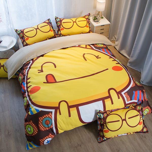 

smile cats 3 pieces polyester bedding sets duvet cover printing beddings set twin  king size in stock