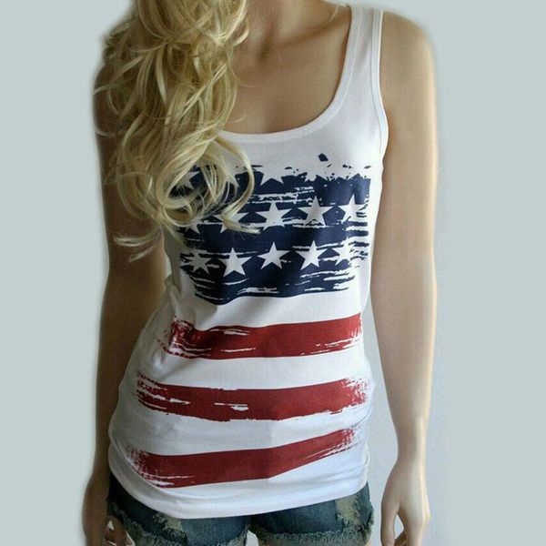 

ladies summer casual sleeveless tee vest t shirt loose fashion, White