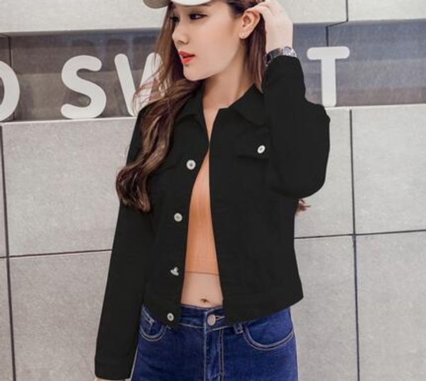 

Summer Jacket for Women Fashion Autumn Long-sleeved Denim Shirt Korean Jacket Stretch Basic Short Denim Jacket Coat