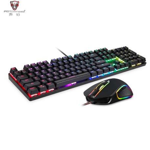 MotoSpeed ​​CK888 Gaming Teclado USB com fio RGB ROGLLOUS Mecânico Teclado Mouse Combo Para Computador Jogos de laptop Gamer